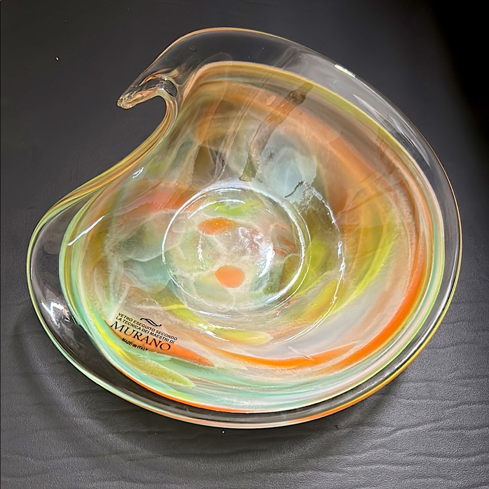 🖤NEW💕Italian MURANO glass 9” snack fruit bowl